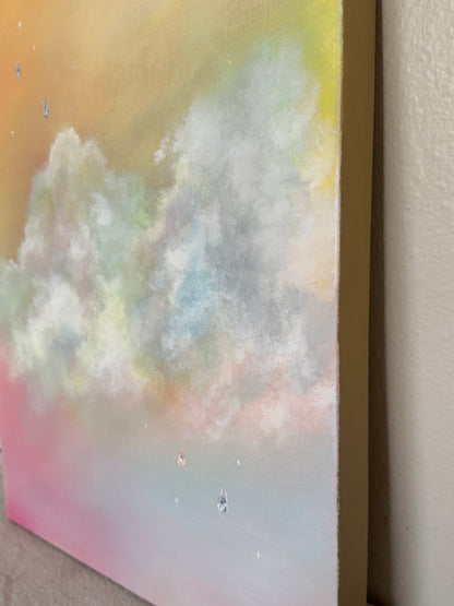 Rainbow Clouds And Diamonds, 16x20" - Original Painting